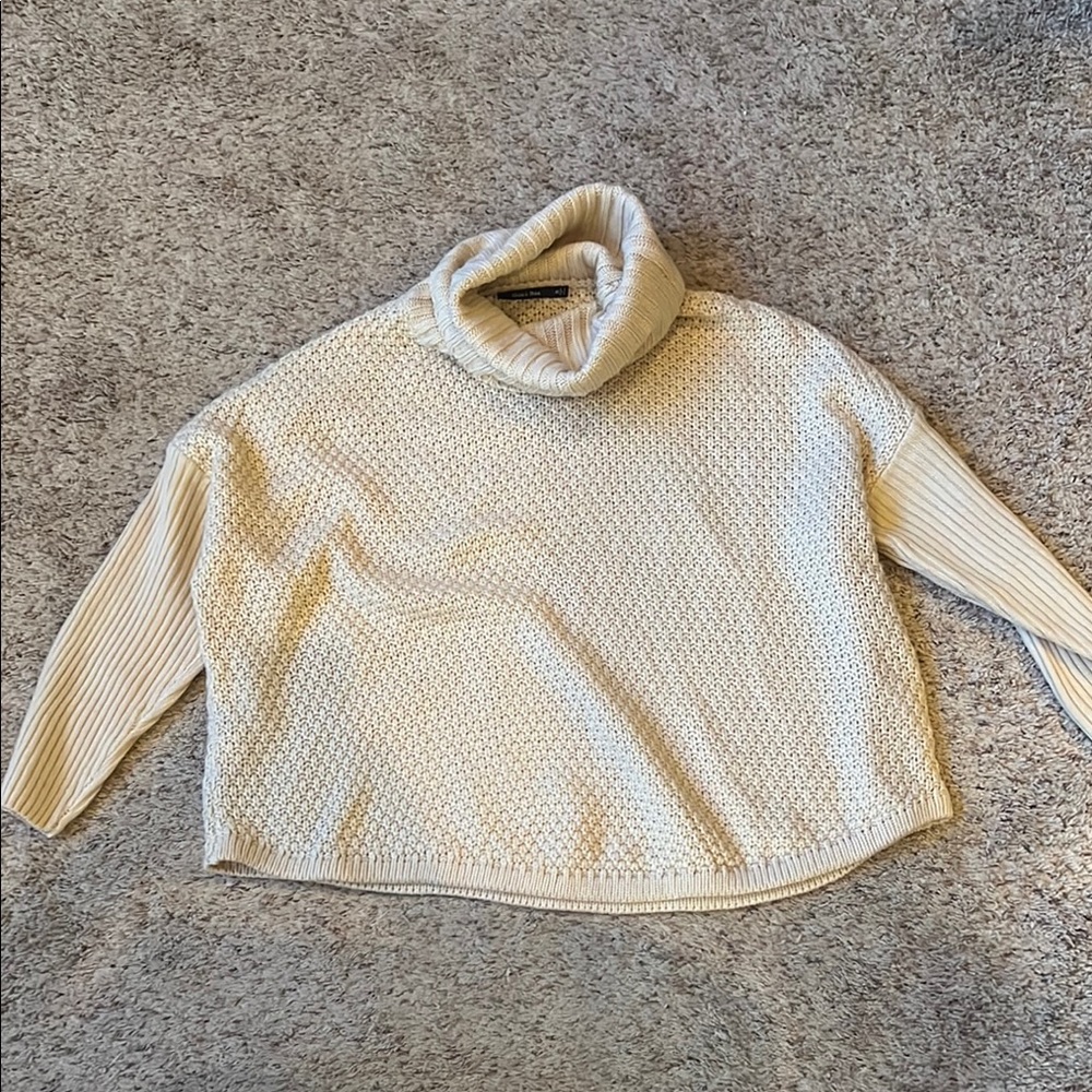 Doe & Rae Cream Cowl Neck Sweater